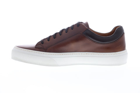 Bruno Magli Oslo Mens Brown Leather Low Top Lace Up Designer Sneakers Shoes