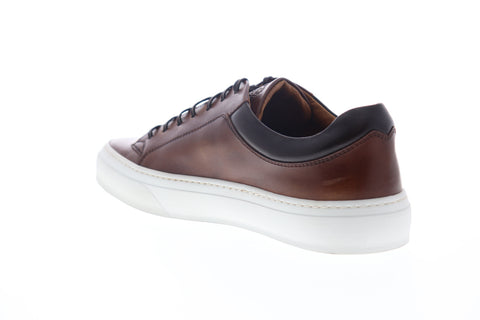 Bruno Magli Oslo Mens Brown Leather Low Top Lace Up Designer Sneakers Shoes