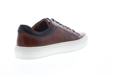 Bruno Magli Oslo Mens Brown Leather Low Top Lace Up Designer Sneakers Shoes