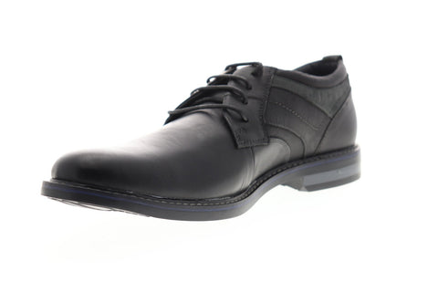 Steve Madden Ossum Mens Black Leather Casual Lace Up Oxfords Shoes