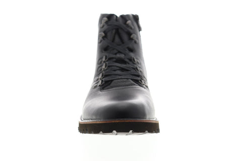 Steve Madden P-Bolmer Mens Black Leather Lace Up Hiking Boots Shoes