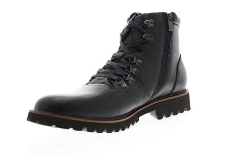 Steve Madden P-Bolmer Mens Black Leather Lace Up Hiking Boots Shoes