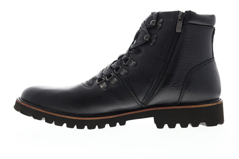 Steve Madden P-Bolmer Mens Black Leather Lace Up Hiking Boots Shoes