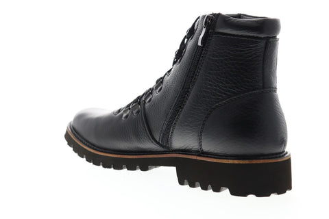 Steve Madden P-Bolmer Mens Black Leather Lace Up Hiking Boots Shoes