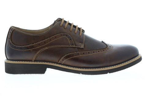 Steve Madden P-Brent Mens Brown Leather Dress Lace Up Oxfords Shoes
