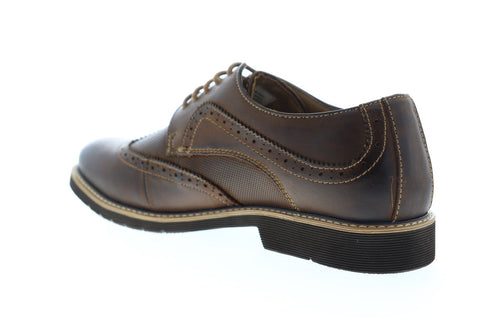 Steve Madden P-Brent Mens Brown Leather Dress Lace Up Oxfords Shoes
