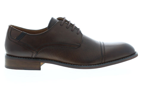 Steve Madden P-Dorian Mens Brown Leather Lace Up Cap Toe Oxfords Shoes