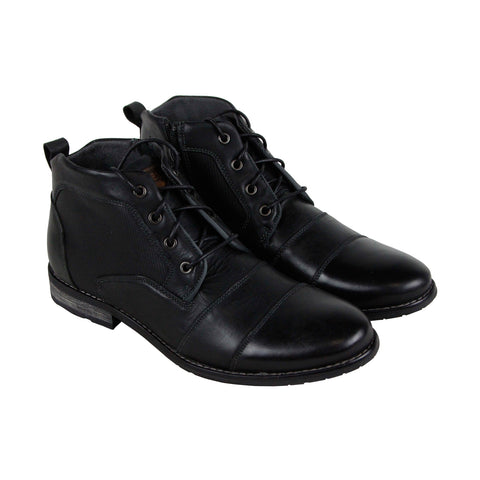 Steve Madden P-Elect Mens Black Leather Casual Dress Lace Up Boots Shoes