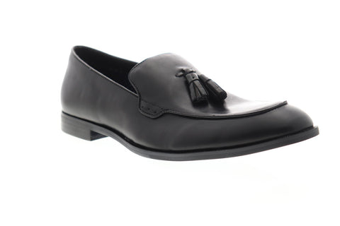 Steve Madden P-Elon Mens Black Leather Dress Slip On Loafers Shoes