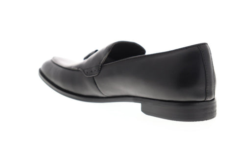 Steve Madden P-Elon Mens Black Leather Slip On Tasseled Loafers Shoes