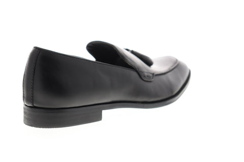 Steve Madden P-Elon Mens Black Leather Slip On Tasseled Loafers Shoes