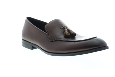 Steve Madden P-Elon Mens Brown Leather Dress Slip On Loafers Shoes