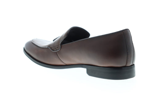 Steve Madden P-Elon Mens Brown Leather Dress Slip On Loafers Shoes
