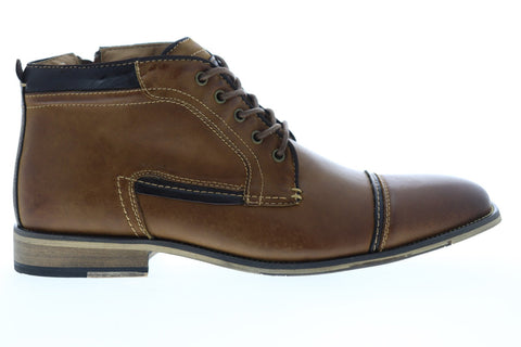 Steve Madden P-Kaplan Mens Brown Leather Zipper Casual Dress Boots Shoes