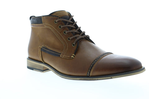 Steve Madden P-Kaplan Mens Brown Leather Zipper Casual Dress Boots Shoes