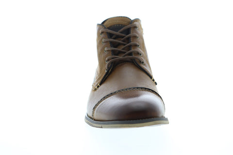 Steve Madden P-Kaplan Mens Brown Leather Zipper Casual Dress Boots Shoes