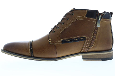 Steve Madden P-Kaplan Mens Brown Leather Zipper Casual Dress Boots Shoes