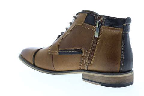 Steve Madden P-Kaplan Mens Brown Leather Zipper Casual Dress Boots Shoes