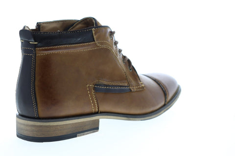 Steve Madden P-Kaplan Mens Brown Leather Zipper Casual Dress Boots Shoes
