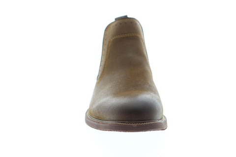 Steve Madden P-Lounge Mens Brown Leather Slip On Chelsea Boots Shoes