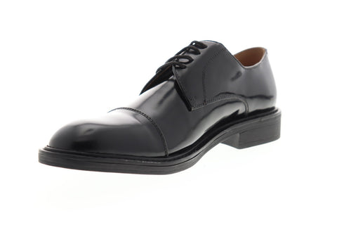 Steve Madden P-Luky Mens Black Leather Dress Lace Up Oxfords Shoes