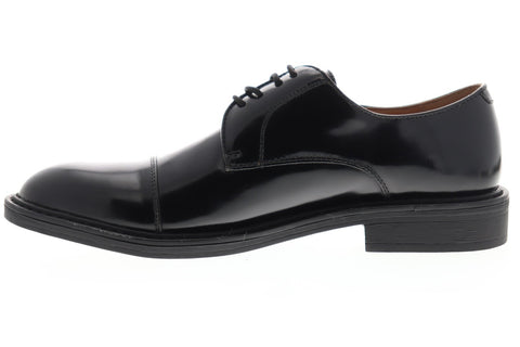 Steve Madden P-Luky Mens Black Leather Dress Lace Up Oxfords Shoes