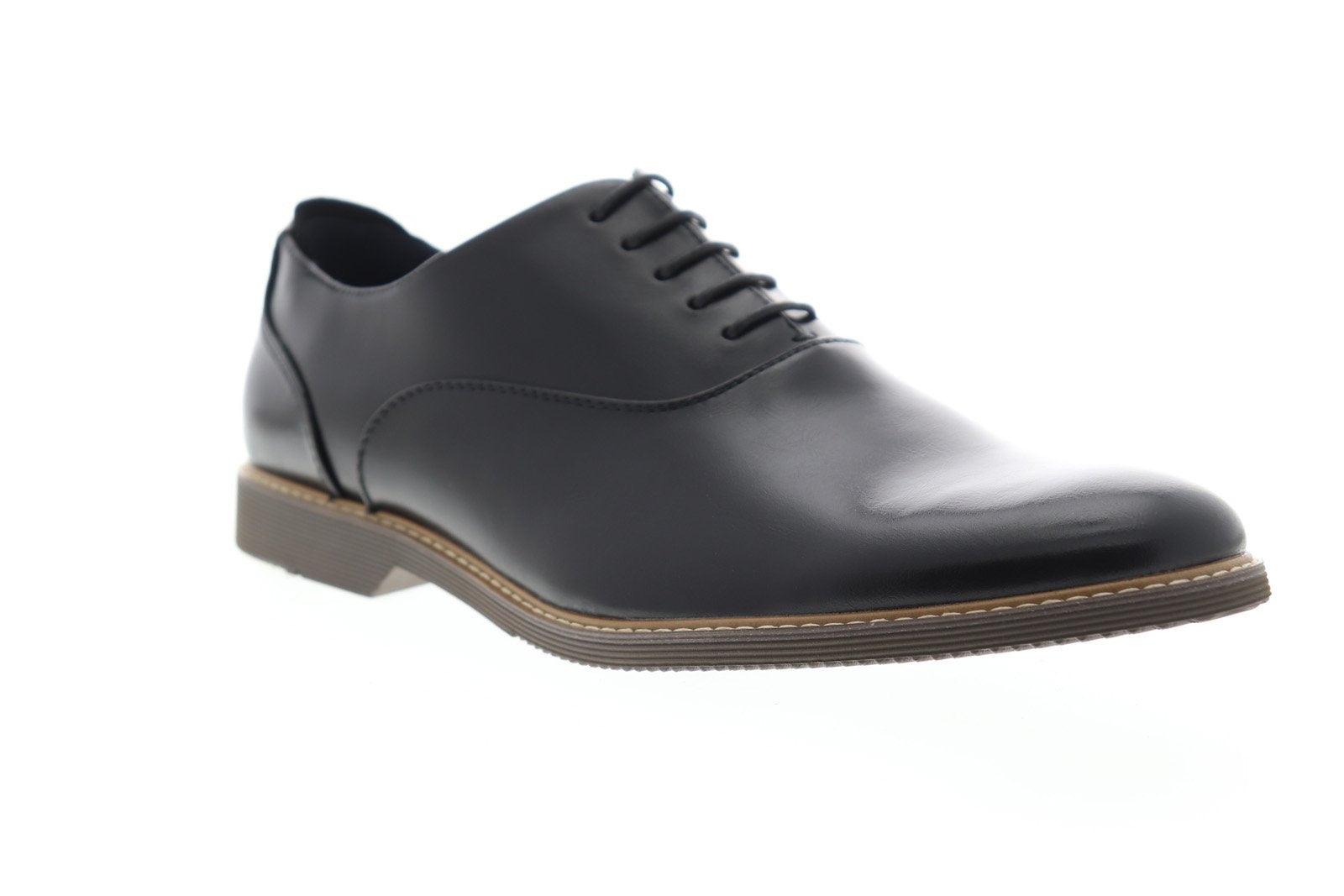 Steve Madden P-Ollie Mens Black Leather Lace Up Plain Toe 