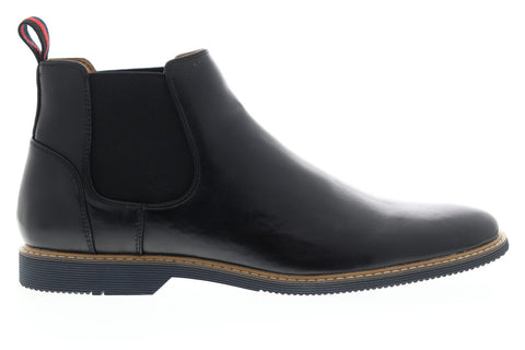 Steve Madden P-Ossie Mens Black Leather Slip On Chelsea Boots Shoes