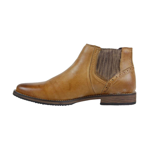 Steve Madden P-Quahog Mens Tan Leather Casual Dress Slip On Boots Shoes