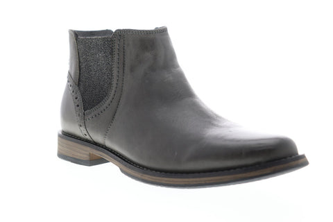 Steve Madden P-Quahog Mens Gray Leather Slip On Chelsea Boots Shoes