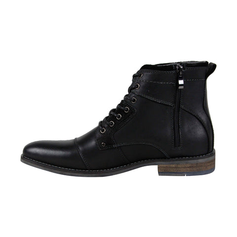 Steve Madden P-Senate Mens Black Leather Casual Dress Lace Up Boots Shoes