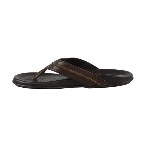Steve Madden P-Solace Mens Brown Leather Slip On Flip-Flops Sandals Shoes