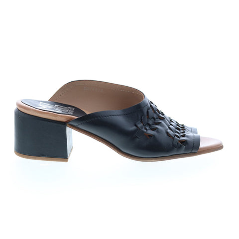 Miz Mooz Briar P13005 Womens Black Leather Slip On Block Heels Shoes