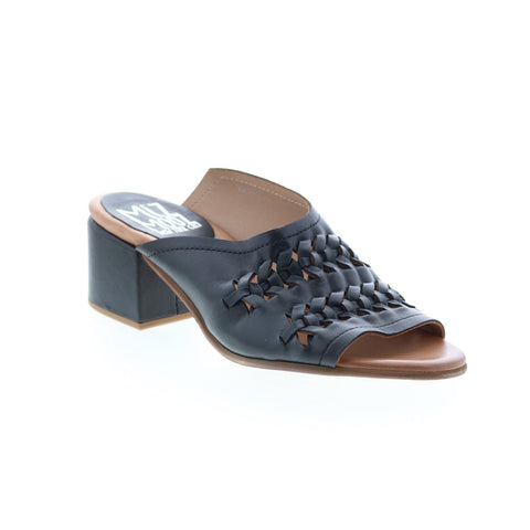 Miz Mooz Briar P13005 Womens Black Leather Slip On Block Heels Shoes