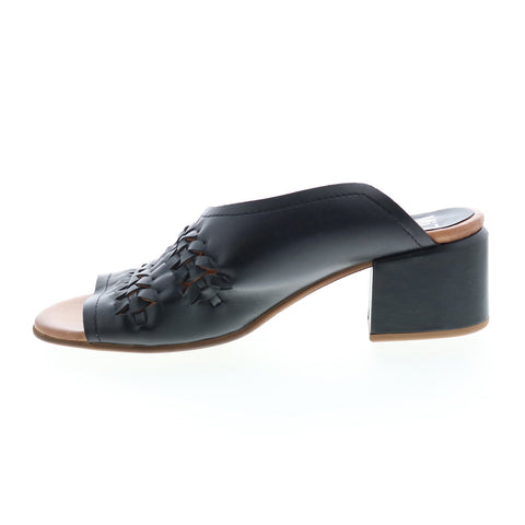 Miz Mooz Briar P13005 Womens Black Leather Slip On Block Heels Shoes