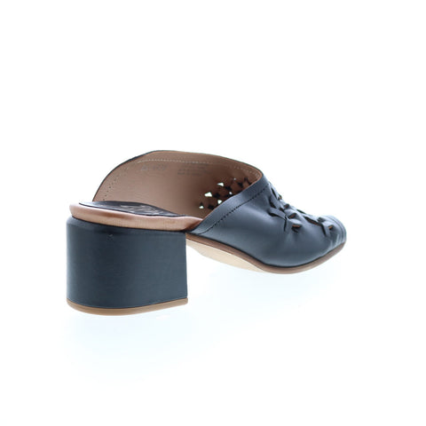 Miz Mooz Briar P13005 Womens Black Leather Slip On Block Heels Shoes