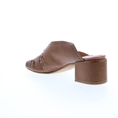 Miz Mooz Briar P13005 Womens Brown Leather Slip On Block Heels Shoes
