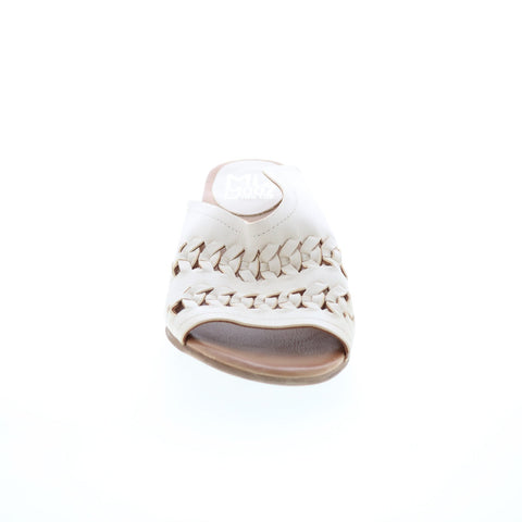 Miz Mooz Briar P13005 Womens White Leather Slip On Block Heels Shoes
