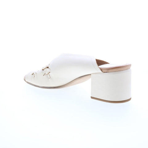 Miz Mooz Briar P13005 Womens White Leather Slip On Block Heels Shoes