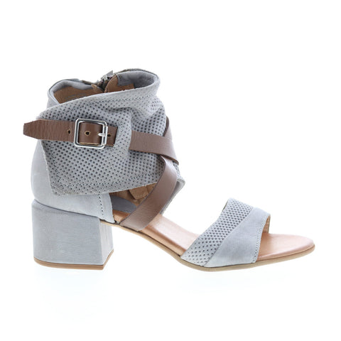 Miz Mooz Bradley P13006 Womens Gray Leather Heeled Sandals Shoes