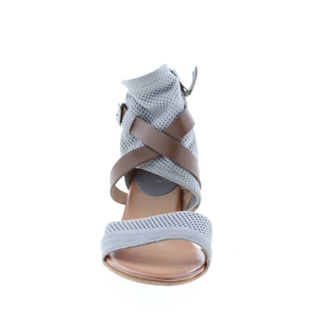 Miz Mooz Bradley P13006 Womens Gray Leather Heeled Sandals Shoes