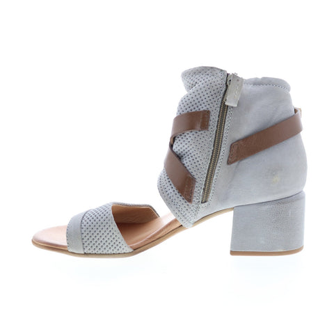 Miz Mooz Bradley P13006 Womens Gray Leather Heeled Sandals Shoes