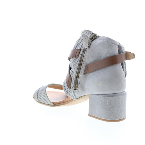 Miz Mooz Bradley P13006 Womens Gray Leather Heeled Sandals Shoes