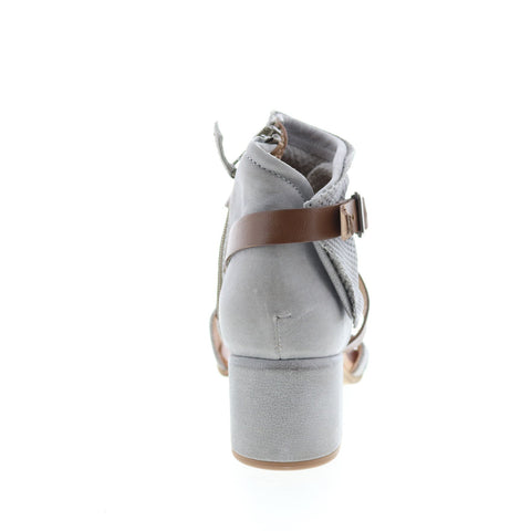 Miz Mooz Bradley P13006 Womens Gray Leather Heeled Sandals Shoes