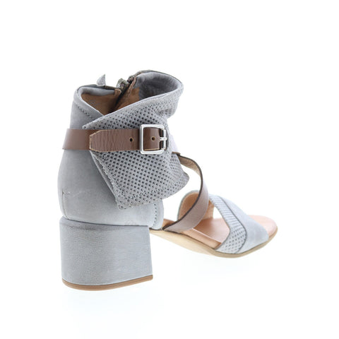 Miz Mooz Bradley P13006 Womens Gray Leather Heeled Sandals Shoes