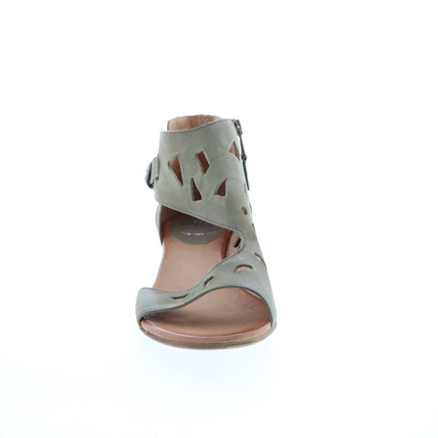 Miz Mooz Current Womens Gray Leather Heeled Sandals Shoes