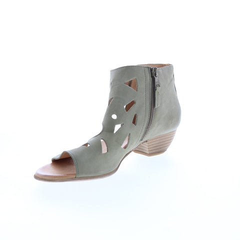 Miz Mooz Current Womens Gray Leather Heeled Sandals Shoes