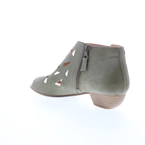 Miz Mooz Current Womens Gray Leather Heeled Sandals Shoes