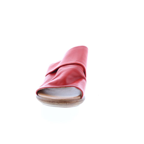 Miz Mooz Callan P63004 Womens Red Leather Slip On Heeled Sandals Shoes