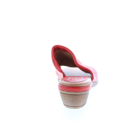 Miz Mooz Callan P63004 Womens Red Leather Slip On Heeled Sandals Shoes